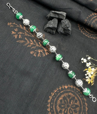 The Silver green-beads  Bracelet