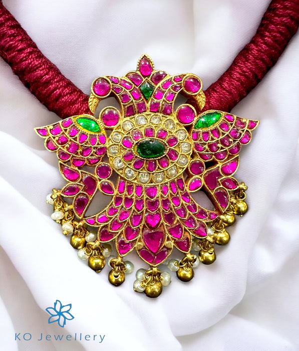 The Bhadra Silver Gandaberunda Thread Necklace