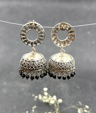 The Circled Silver Marcasite Jhumkas