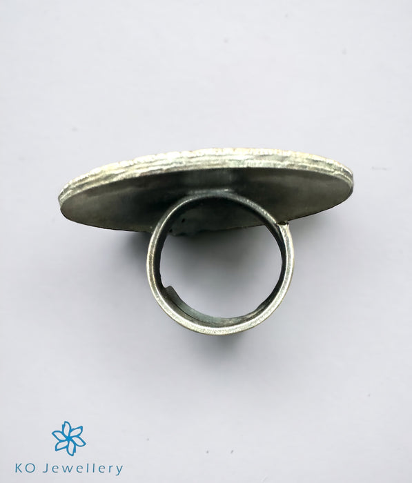 The Lush Ornate Silver Meenakari Finger Ring