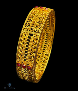 The Aditi Silver Filigree Bangle (Red/Size/2.2/2.4/2.6/2.8)