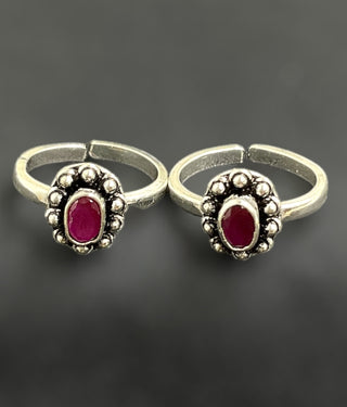 The Varsha Silver Gemstone Toe-Rings