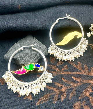 The Peacock Silver Hoops(2 tone)