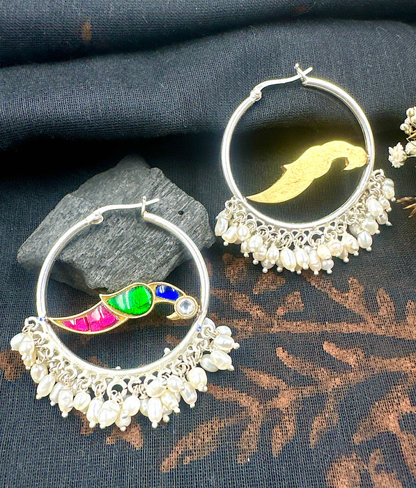 The Peacock Silver Hoops(2 tone)