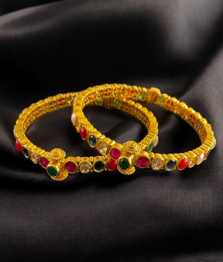 The Kripa Silver Navratna Bracelet (Size/2.2/2.4/2.6)