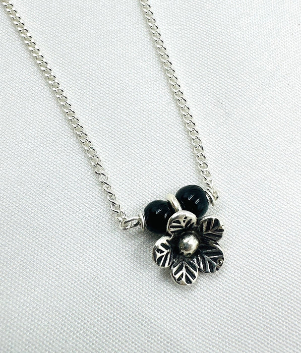 The Floral Silver Beads Necklace/ Mangalsutra