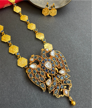 The Gandaberunda Blue Polki Kasumala Necklace & Earrings