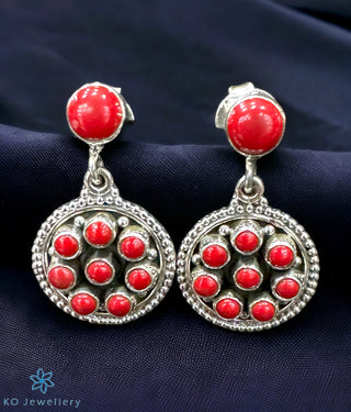 The Hanshi Silver Gemstone Earrings (Coral)