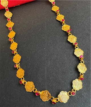 The Poornika Silver Lakshmi Kemp Kasumala Necklace & Earrings