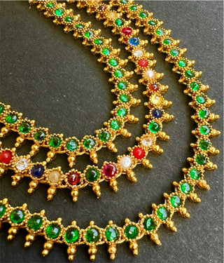 The Tripti Silver Navaratna Layered Necklace & Earrings