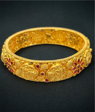 The Manorama Silver Lakshmi Nakkasi Bangle- Single (Size/2.2/2.4/2.6/2.8)