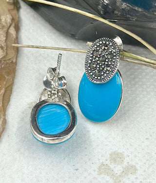 The Silver Marcasite Earrings (Turquoise)