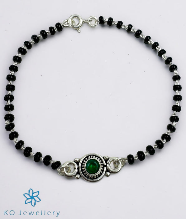 The Reha Silver Nazariya Black-beads  Bracelet