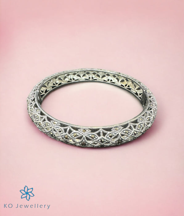 The Bejewelled Silver Marcasite Openable Bracelet