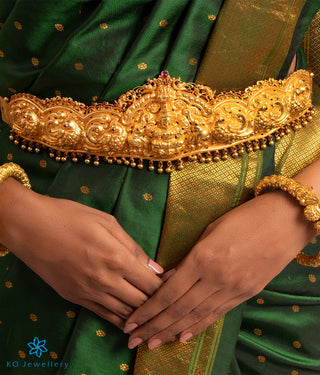 The Rudrani Lakshmi Silver Peacock Oddiyanam (Waist belt)
