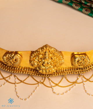 The Aarini Silver Bridal Lakshmi Oddiyanam Waist belt (Pearl)