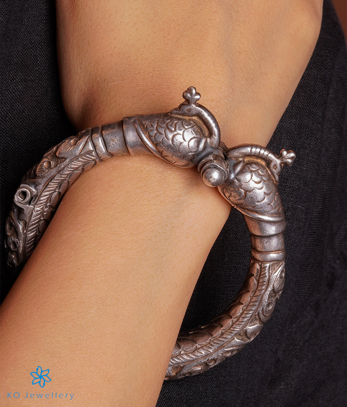 The Peacock Silver Antique Openable Bracelet (Size Exclusive designs of Antique Silver Jewlery KO Jewellery