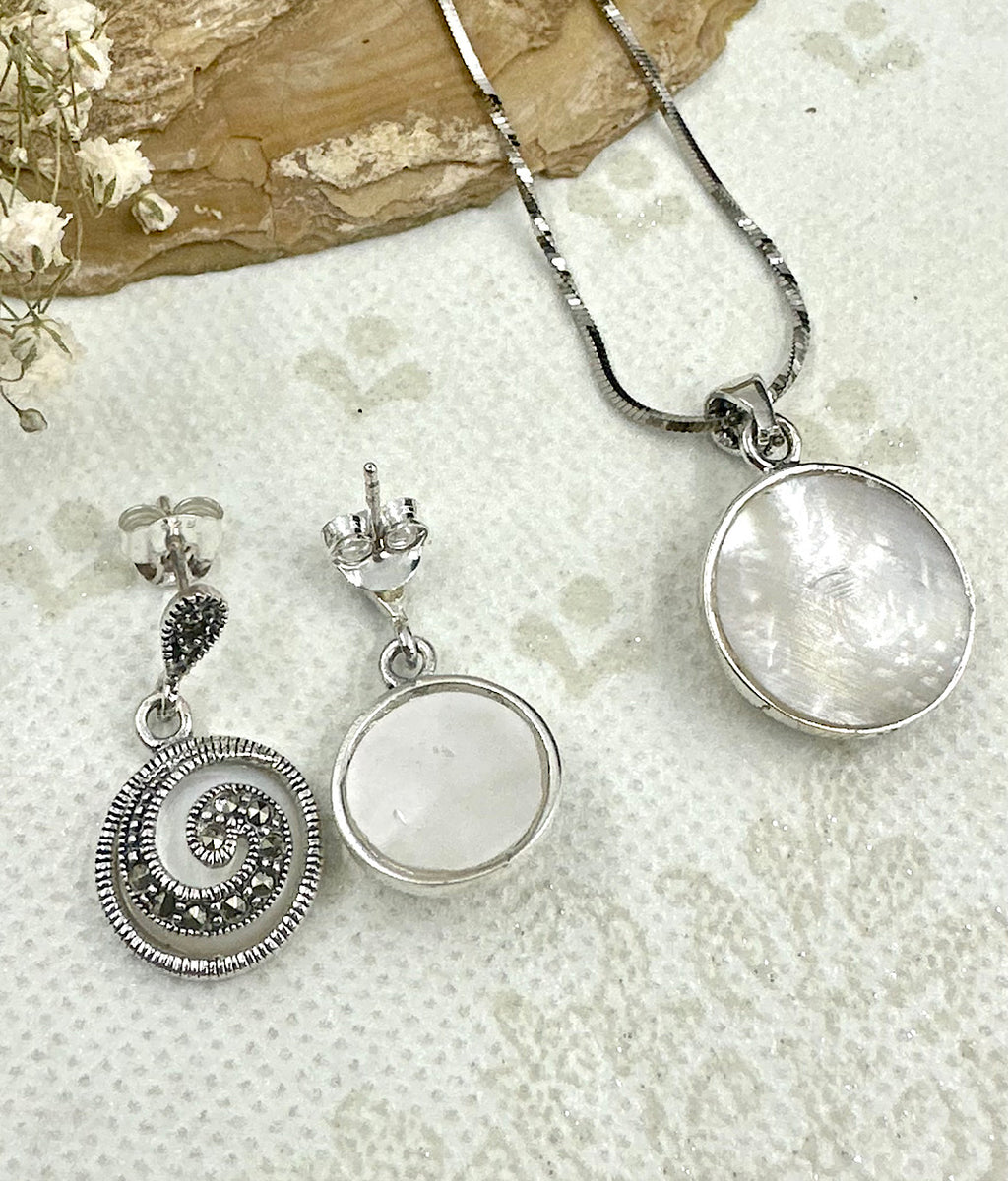 Pure Silver Pendants and matching earrings. Brooches, Chains, Lockets ...