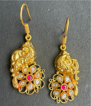 The Neelanshi Silver Peacock Kemp Earrings