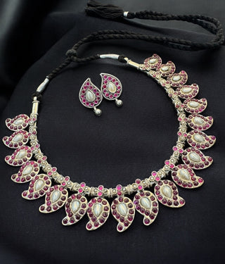 The Maavu Silver Pearl Mango Necklace & Earrings