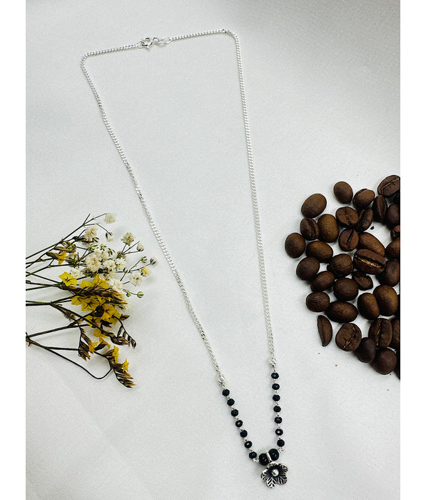The Silver Floral Beads Necklace/ Mangalsutra