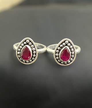 The Damini Silver Gemstone Toe-Rings