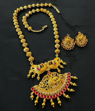 The Manthan Silver Bridal Peacock Necklace & Earrings