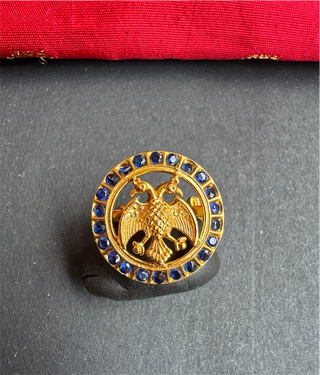 The Rujuta Silver Gandaberunda Adjustable Finger Ring (Blue)