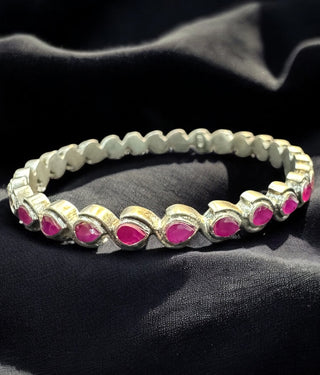 The Piyali Silver Red Kemp Bangle- Single (Oxidised/Size/2.2/ 2.4/2.6/2.8)