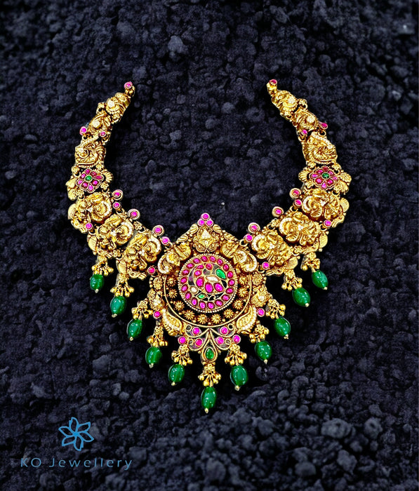 The Charvi Silver Kundan-Jadau Peacock Necklace