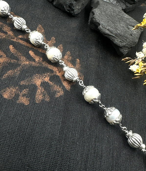 The Silver Beads & Pearl Bracelet