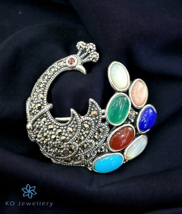 The Ashley Peacock Marcasite Silver Brooch & Pendant