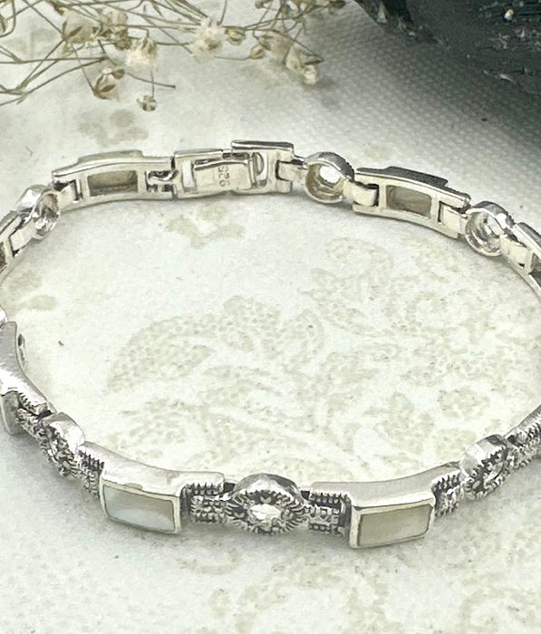 The Silver Marcasite Bracelet ( Mother of Pearl)