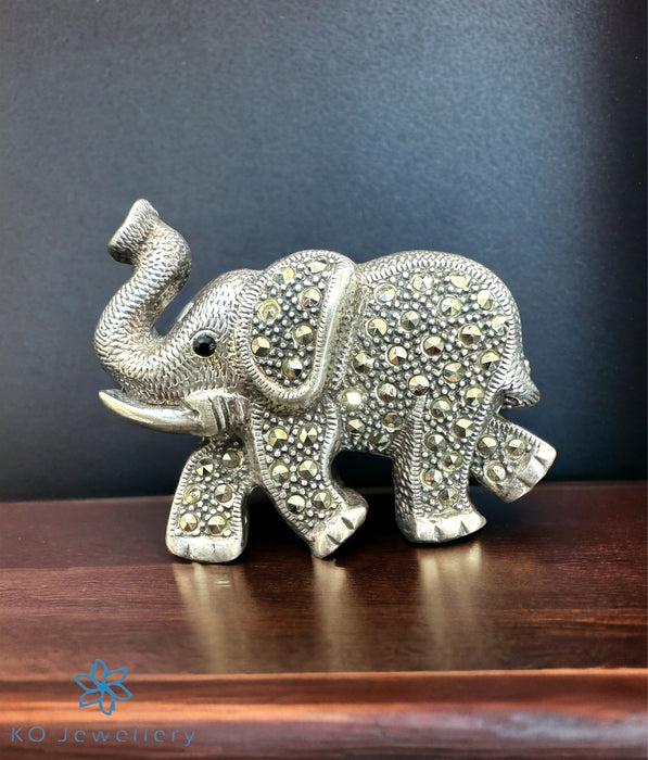 The Elephant Marcasite Silver Brooch