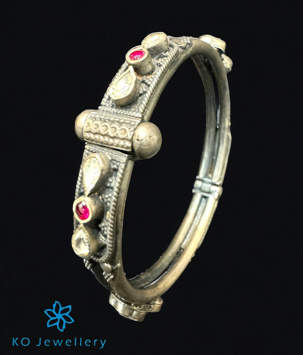The Silver Antique Openable Polki Bracelet (Size 2.4)