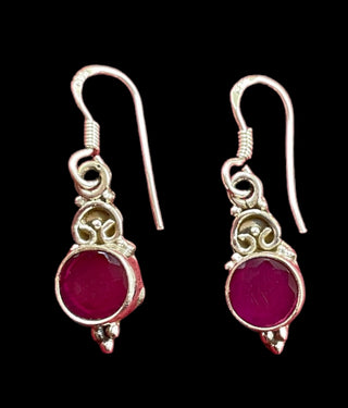 The Nidra Silver Gemstone Earrings (Red)