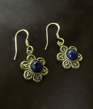 The Maruka Silver Gemstone Earrings (Blue)