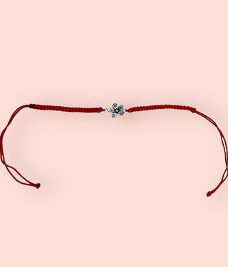 The Nirosha  Silver Rakhi (Red)