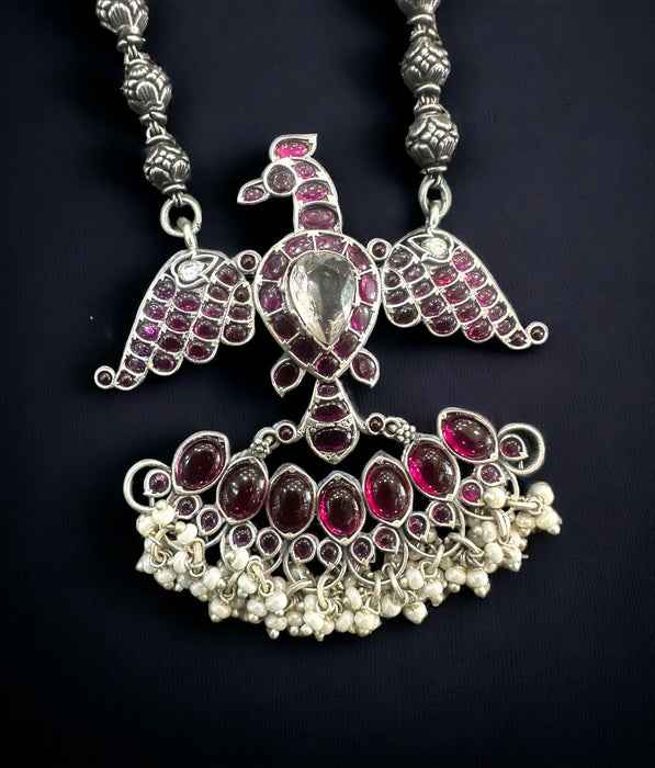 The Tanisha Gandaberunda Silver Necklace & Earrings