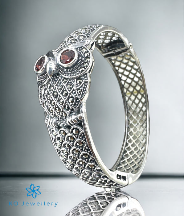 The Stylish Owl Silver Marcasite Openable Bracelet