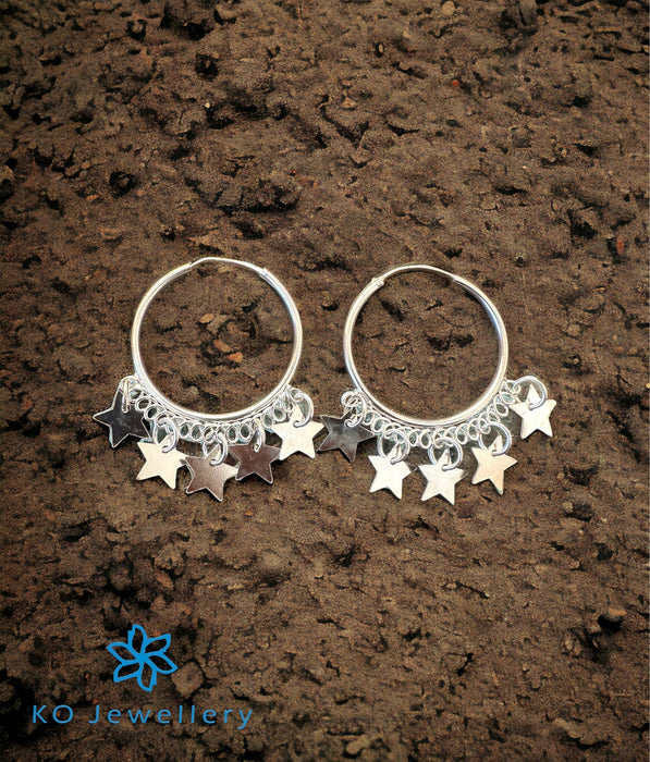 The Sparkling Stars Silver Hoops