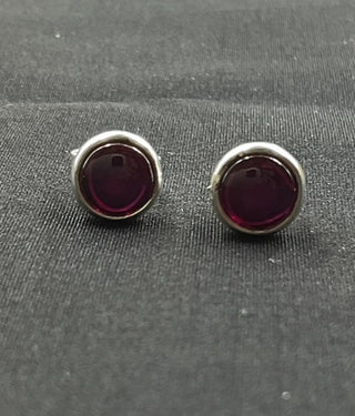 The Ardha Silver Gemstone Earstuds (Red)