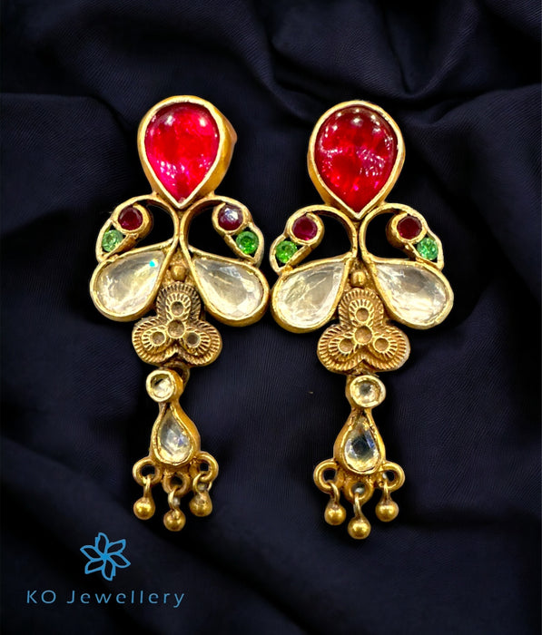 The Peacock Silver Kundan Earrings