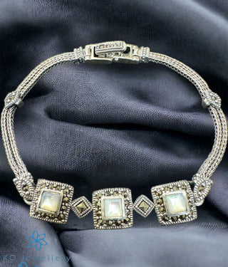 The Arizona Sparkle Silver Marcasite Bracelet (Pearl)