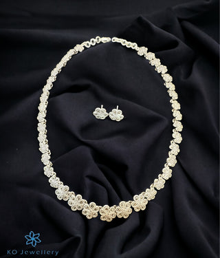 The Clora Floral Silver Marcasite Necklace & Earrings
