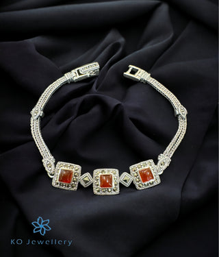 The Arizona Sparkle Silver Marcasite Bracelet (Red)
