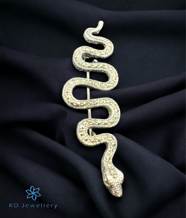 The Snake Marcasite Silver Brooch