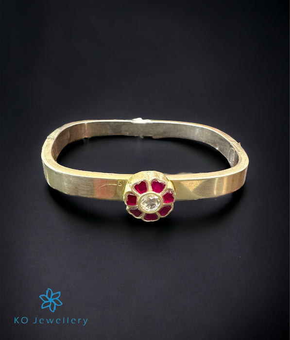 The Phool Silver Kundan Antique Openable Bracelet (Size 2.6)