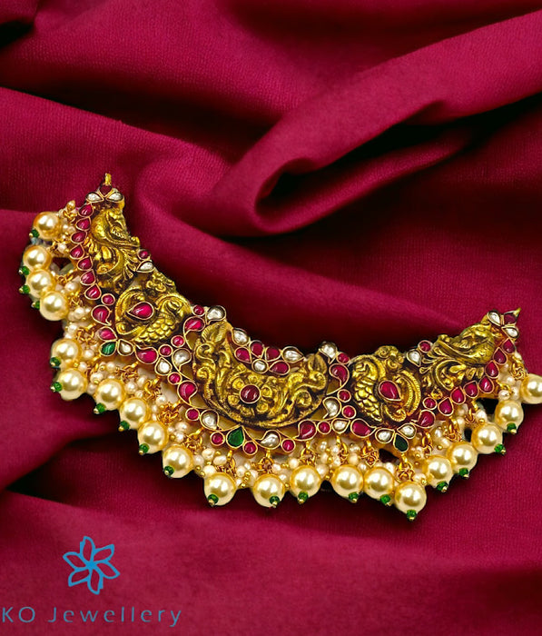 The Trisha Silver Kundan-Jadau Peacock Necklace