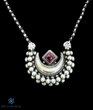 The Sarika Silver Kempu Necklace & Earrings (Red)
